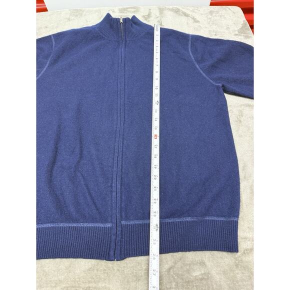 L.L.Bean Men’s 100% Cashmere Full Zip Sweater Jacket Blue Size Large - Picture 7 of 8